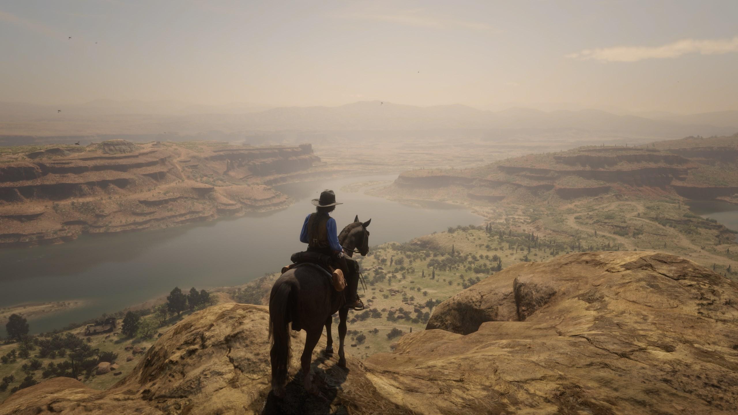 2560x1440 Red Dead Online // Read Dead Redemption 2 West Cliff View HD Wallpaper