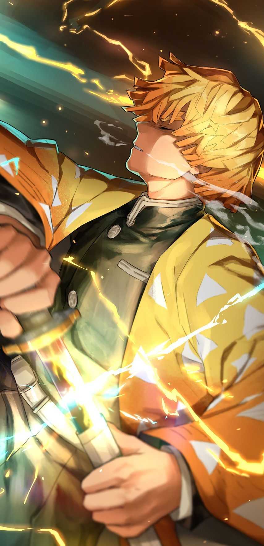 854x1766 4K Zenitsu Wallpaper
