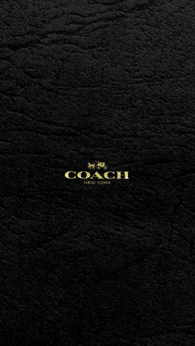 680x1209 コーチ/キラキラゴールドロゴブラックレザー iPhone壁紙 Wallpaper
