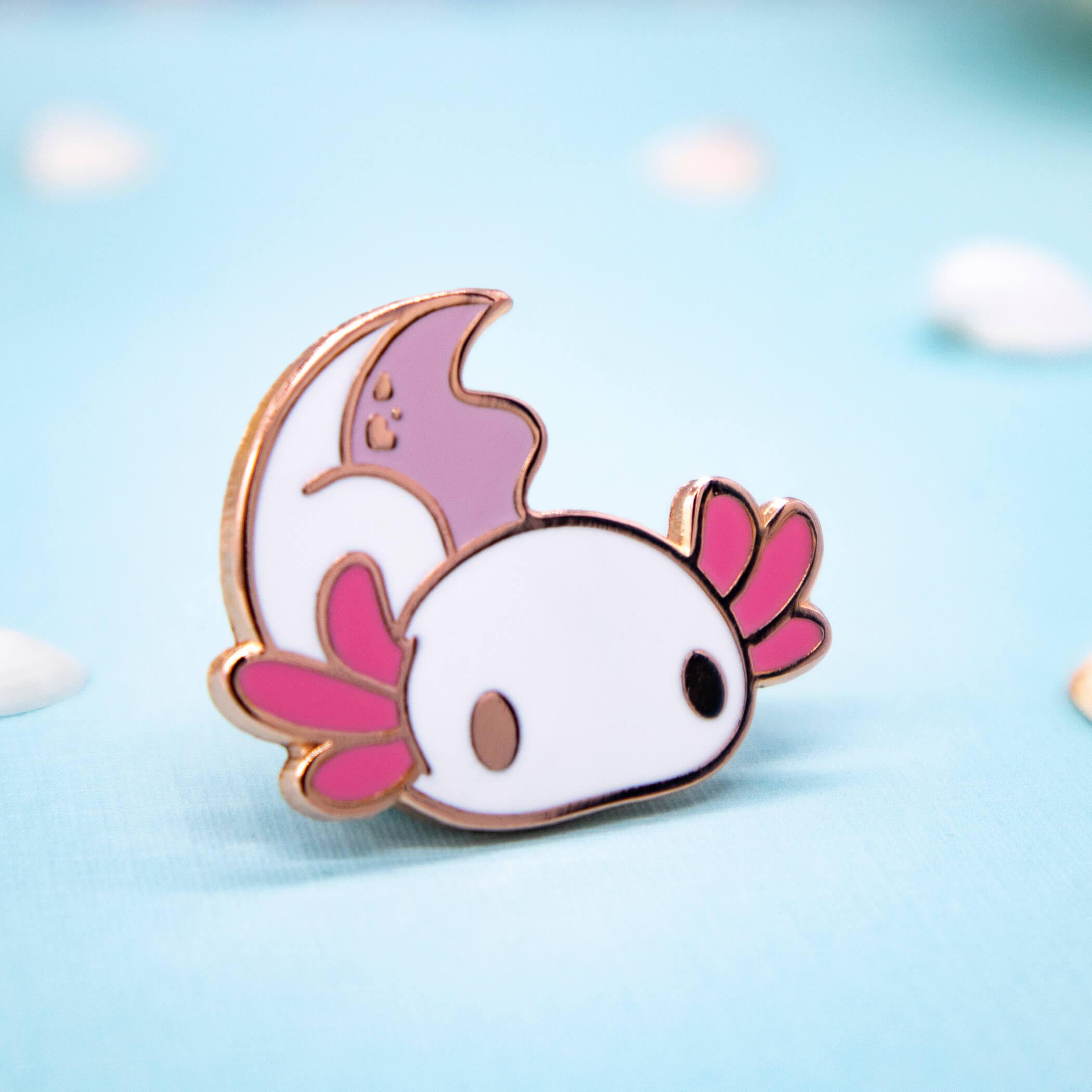 2100x2100 Exploring White Albino Axolotl Enamel Pin