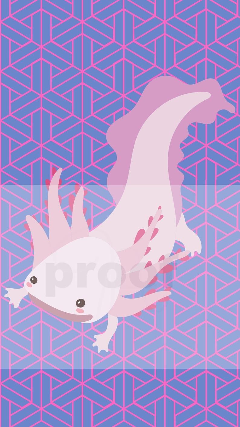 794x1412 Axolotl Kawaii Fish iPhone Wallpaper Background Android