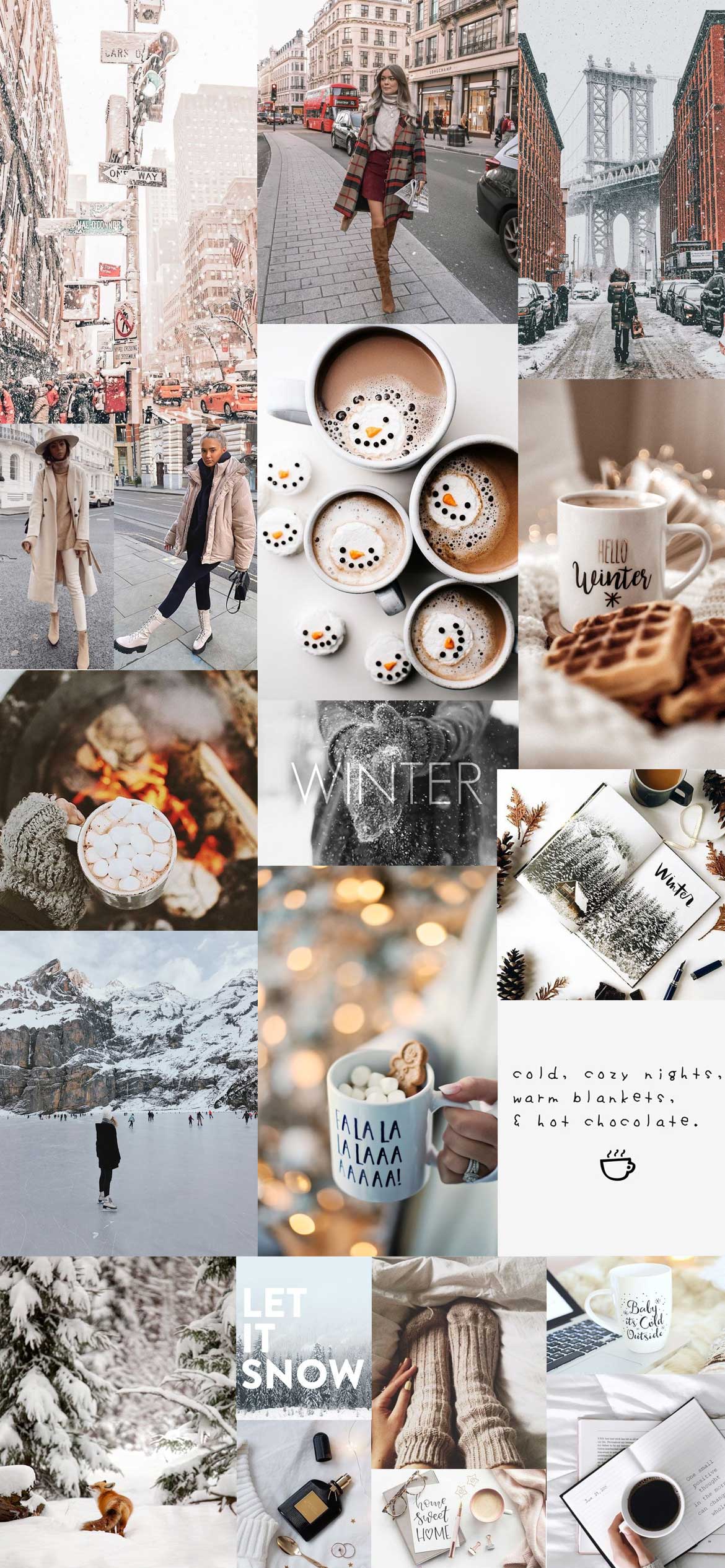 1170x2532 Collage Wallpaper Ideas : Winter Cozy Wallpaper