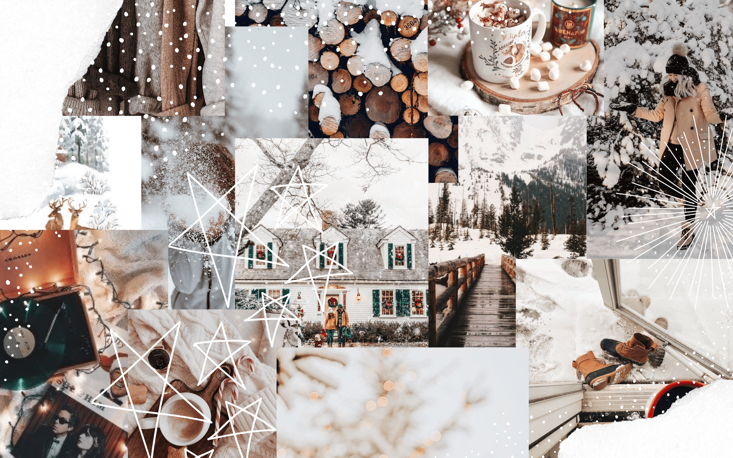 2560x1600 Aesthetic Winter Collage Laptop Wallpaper