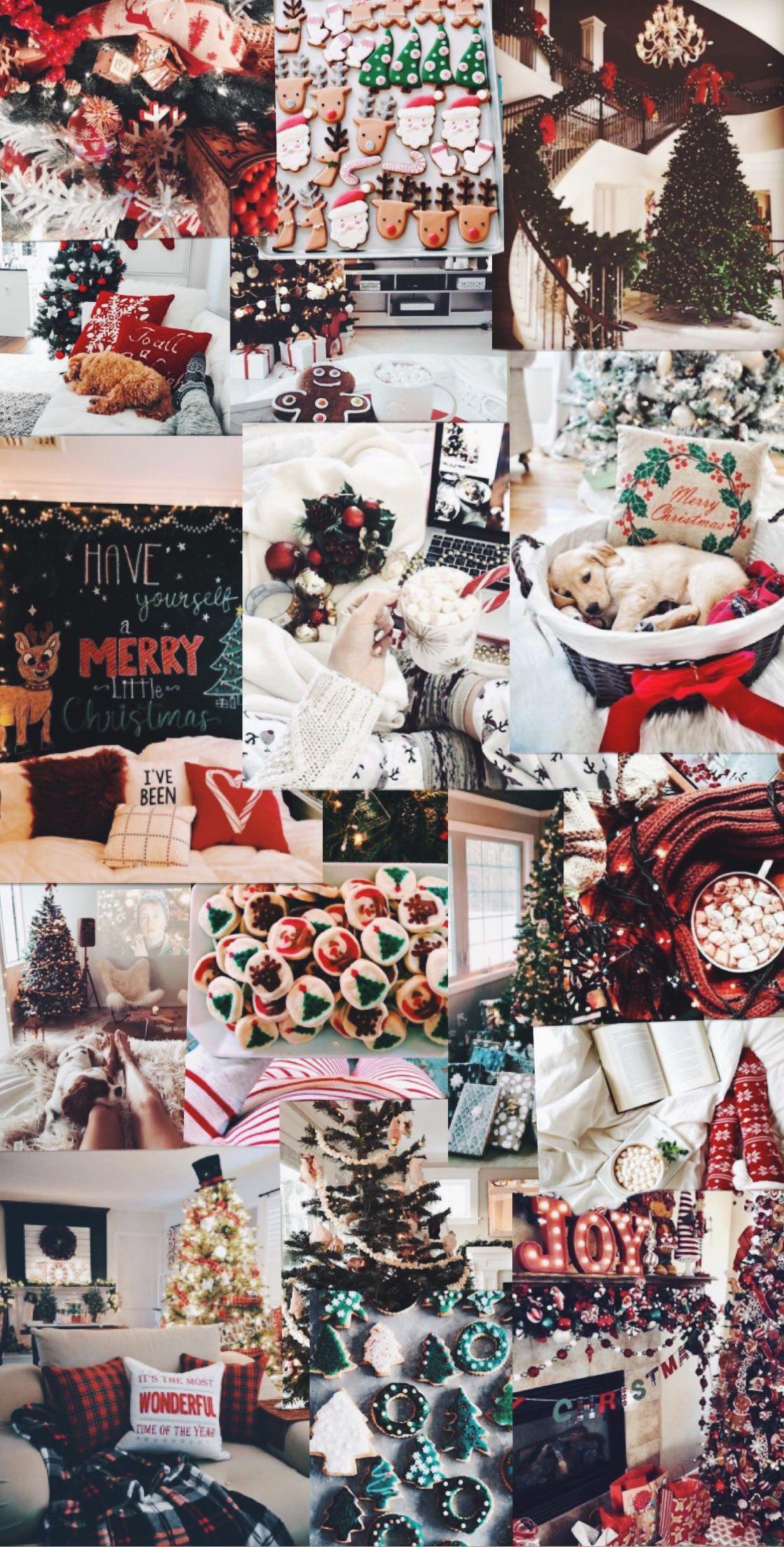 1120x2208 Aesthetic Christmas Collage Desktop Wallpaper