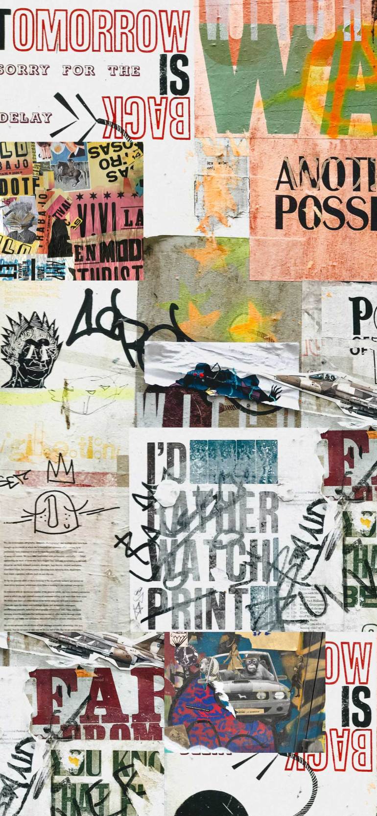 770x1666 Collage Wallpaper Ideas : Funky Collage Wallpaper