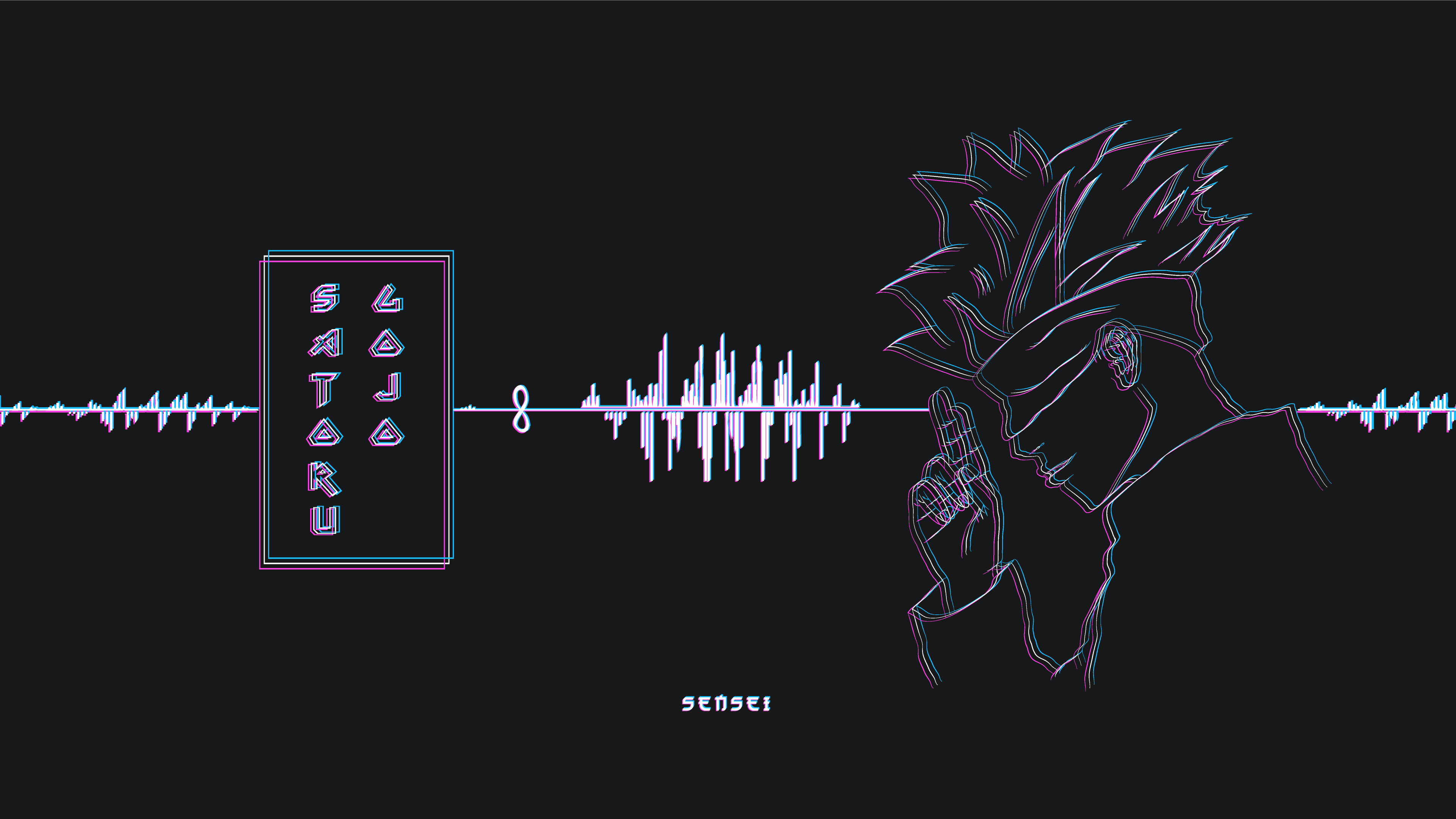 3840x2160 4K, glitch art, dark background, anime boys, Sensei, anime, dark, Jujutsukaisen, Satoru Gojo, Jujutsu Kaisen HD Wallpaper
