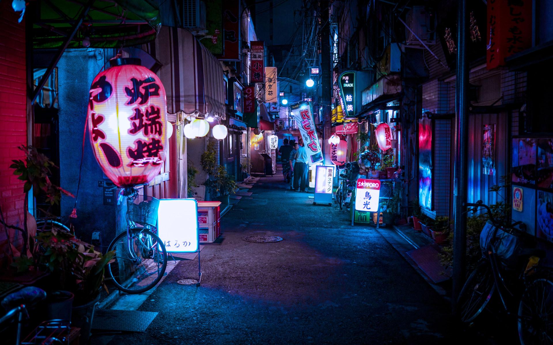 1920x1200 Lighted Chinese Lantern Wallpaper, Alley, Street, Building, Sign, Asian • Wallpaper For You