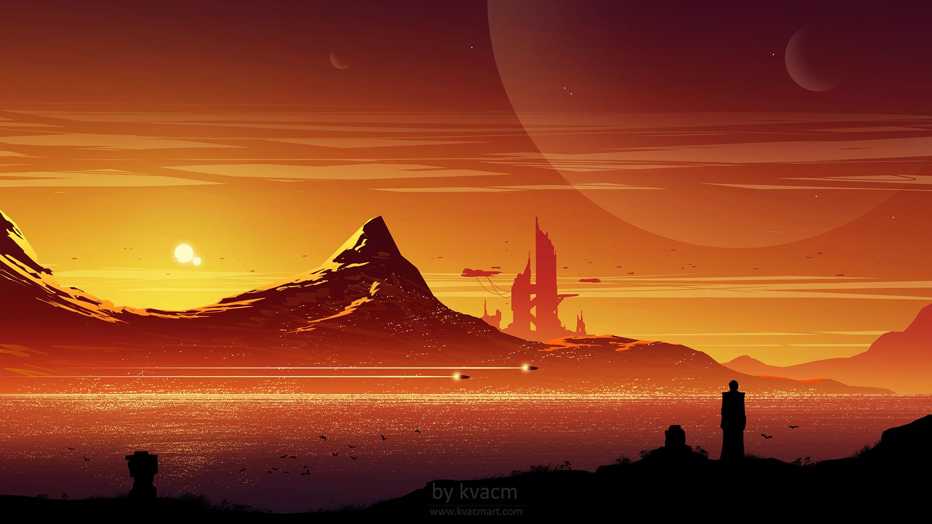 1920x1080 Calm Sunset Digital Art Landscape Laptop Full HD 1080P HD 4k Wallpaper, Image, Background, Photo and Picture