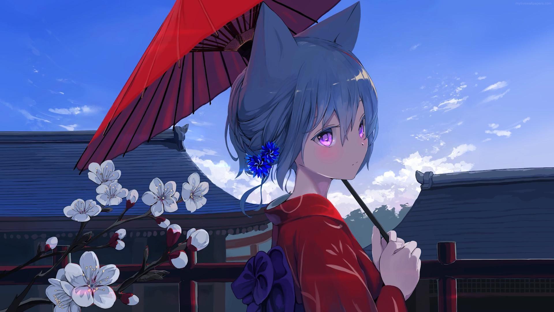1920x1080 ANIME CAT GIRL WITH UMBRELLA LIVE WALLPAPER. Live wallpaper, Anime, Beautiful live wallpaper