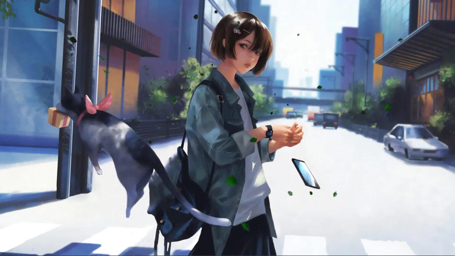 1536x864 Cat Floating Girl Neko Live Wallpaper: Gratis HD 4K Live Wallpaper Pou Windows & MacOS
