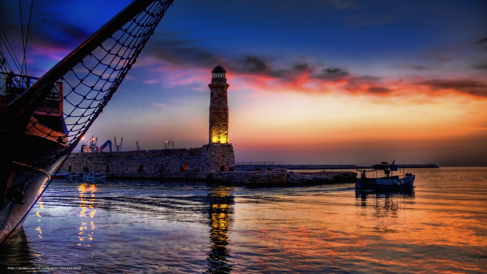 1600x900 Download wallpaper sea, lighthouse, night free desktop wallpaper in the resolution 2560x1440