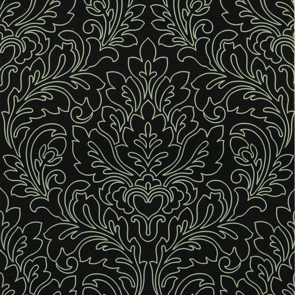 1000x1000 Designer Selection Georgia Damask Wallpaper Jet Black / Gold (01429 36) From I Love Wallpaper UK