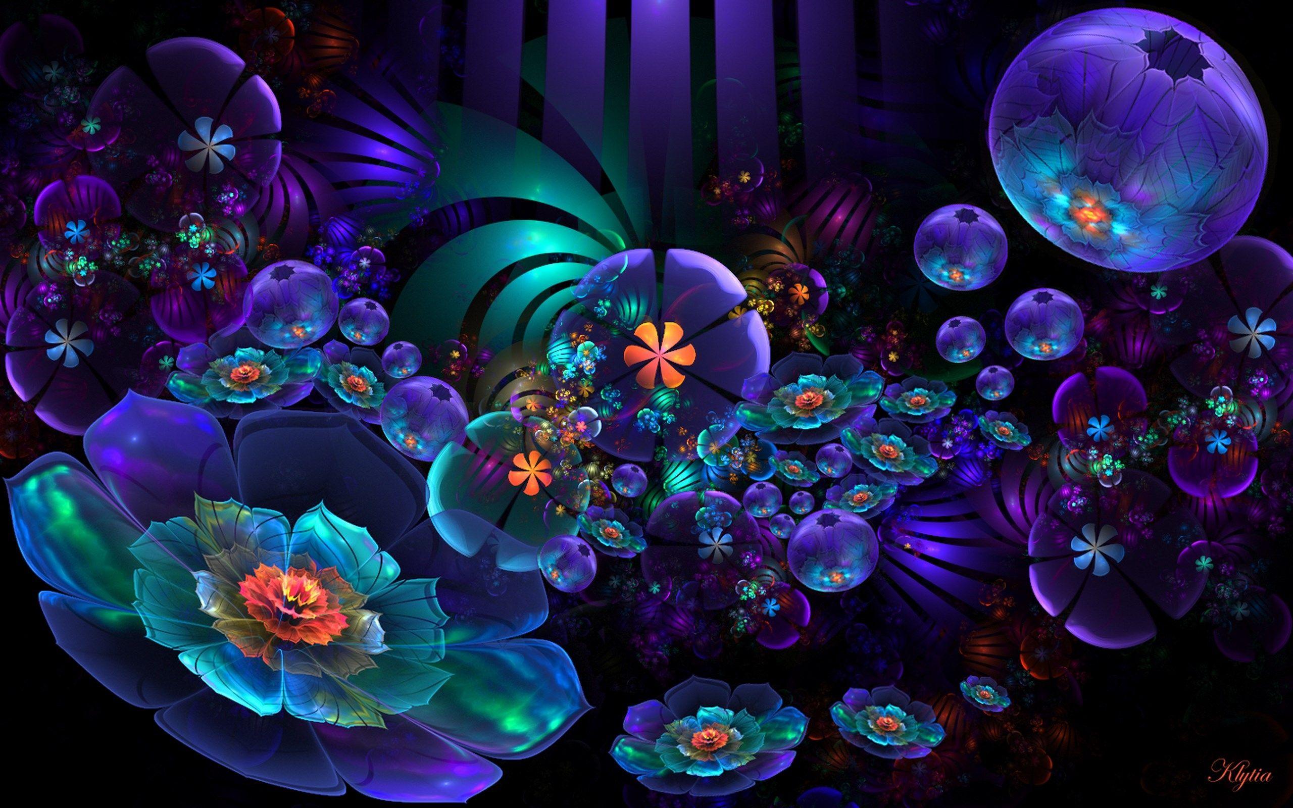 2560x1600 Neon Flowers HD Wallpaper