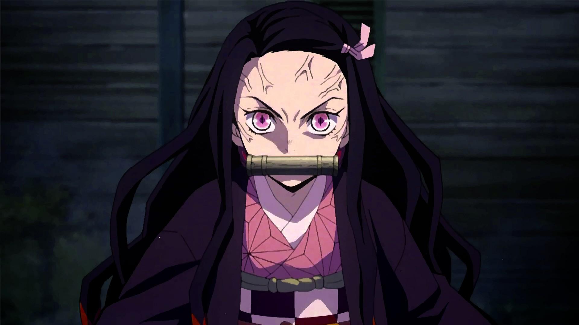 1920x1080 Demon Slayer Nezuko Kamado With Black Background 4K 5K HD Anime Wallpaper