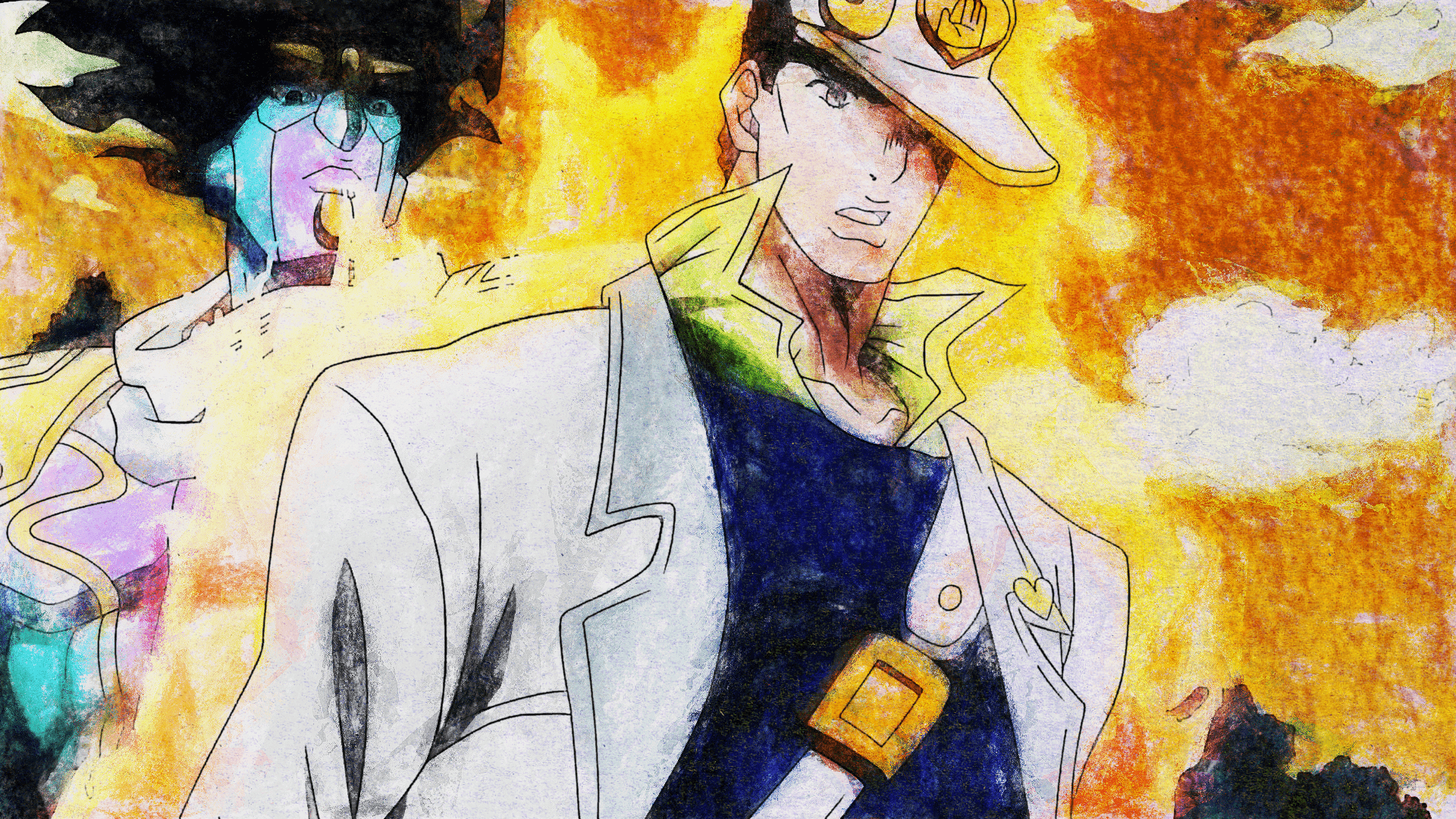 1920x1080 Jotaro Kujo, Star Platinum (Jojo's Bizarre Adventure) HD Wallpaper