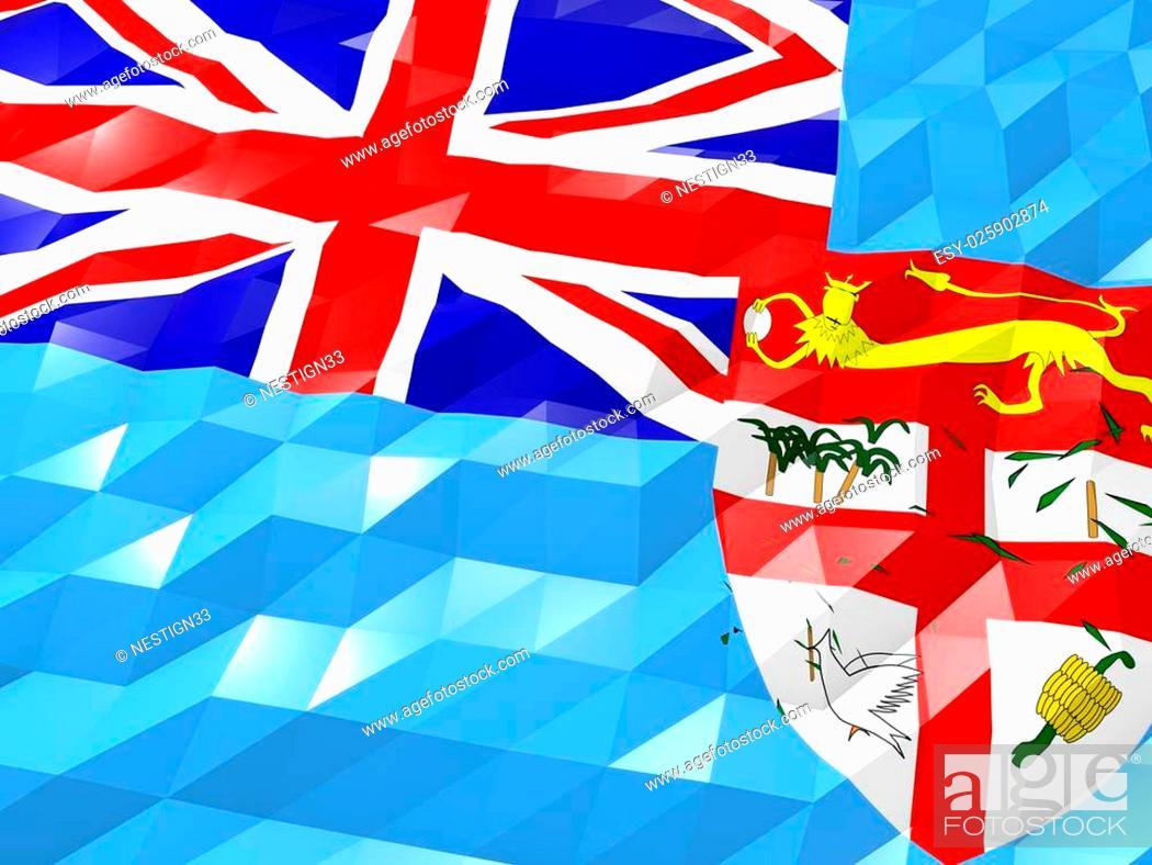 1050x788 Flag Of Fiji 3D Wallpaper Illustration, National Symbol, Low Polygonal Glossy Origami Style, , Picture And Low Budget Royalty Free Image. Pic. ESY 025902874