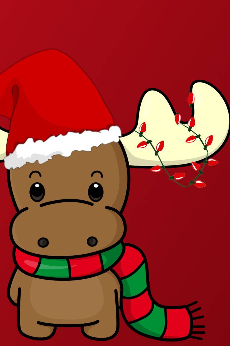 790x1188 Christmas Moose Wallpaper