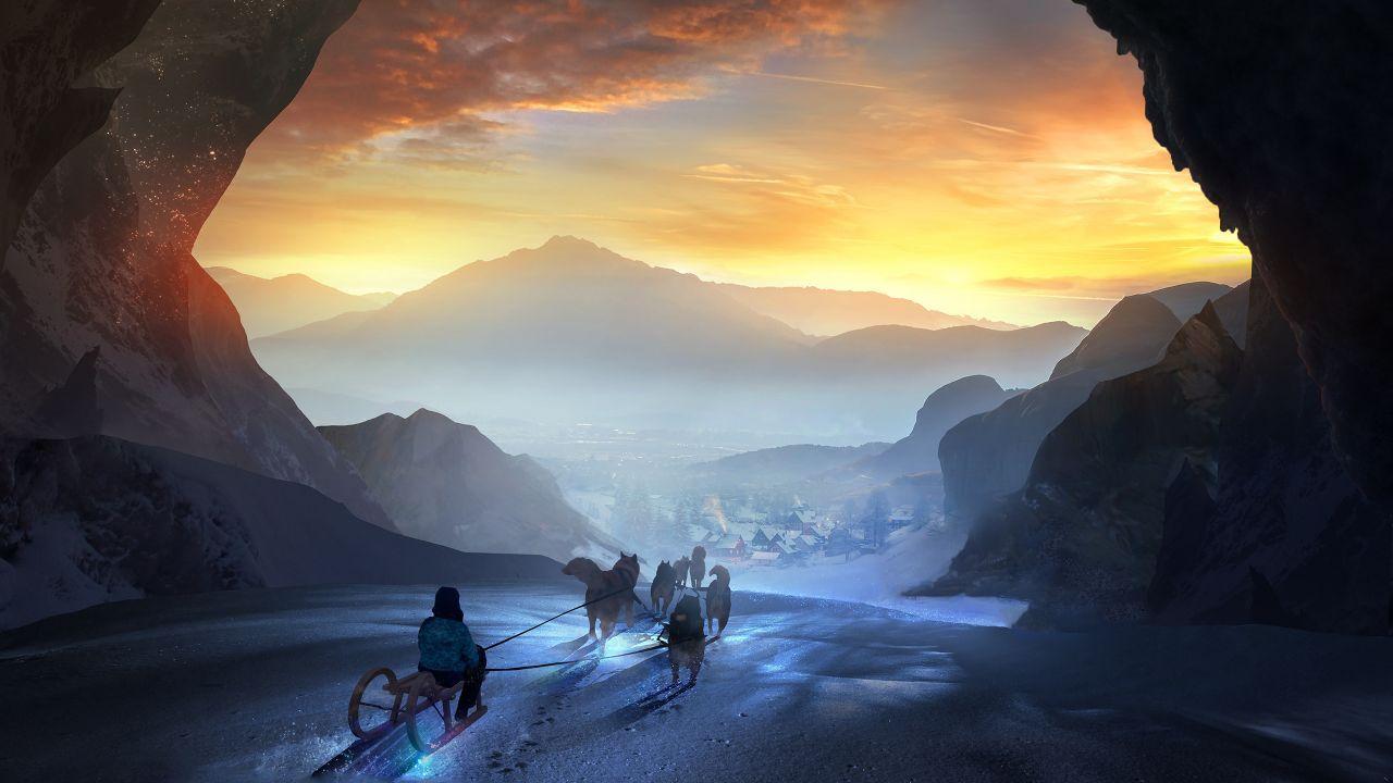 1280x720 Sled Dog Sunset Wallpaper, HD Sled Dog Sunset Background on WallpaperBat