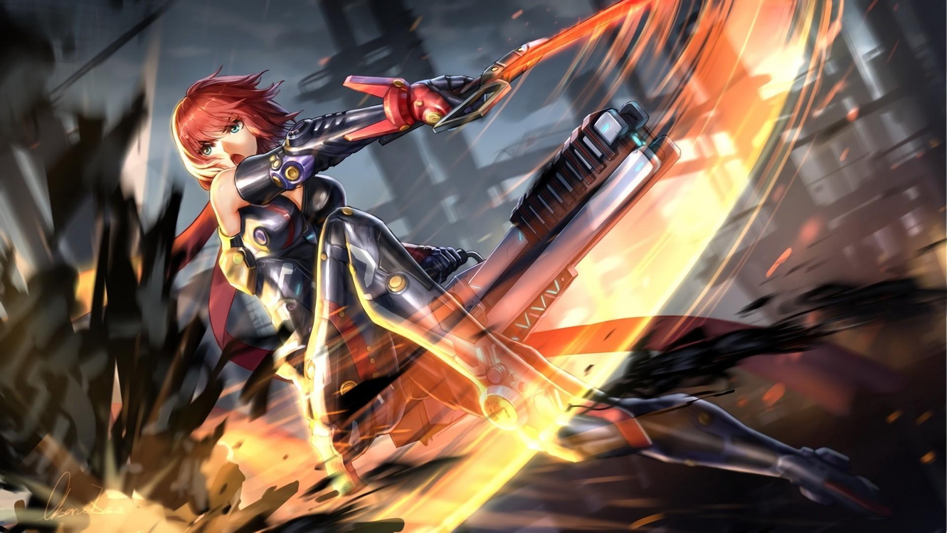 1920x1080 Anime Girls Fighting Wallpaper