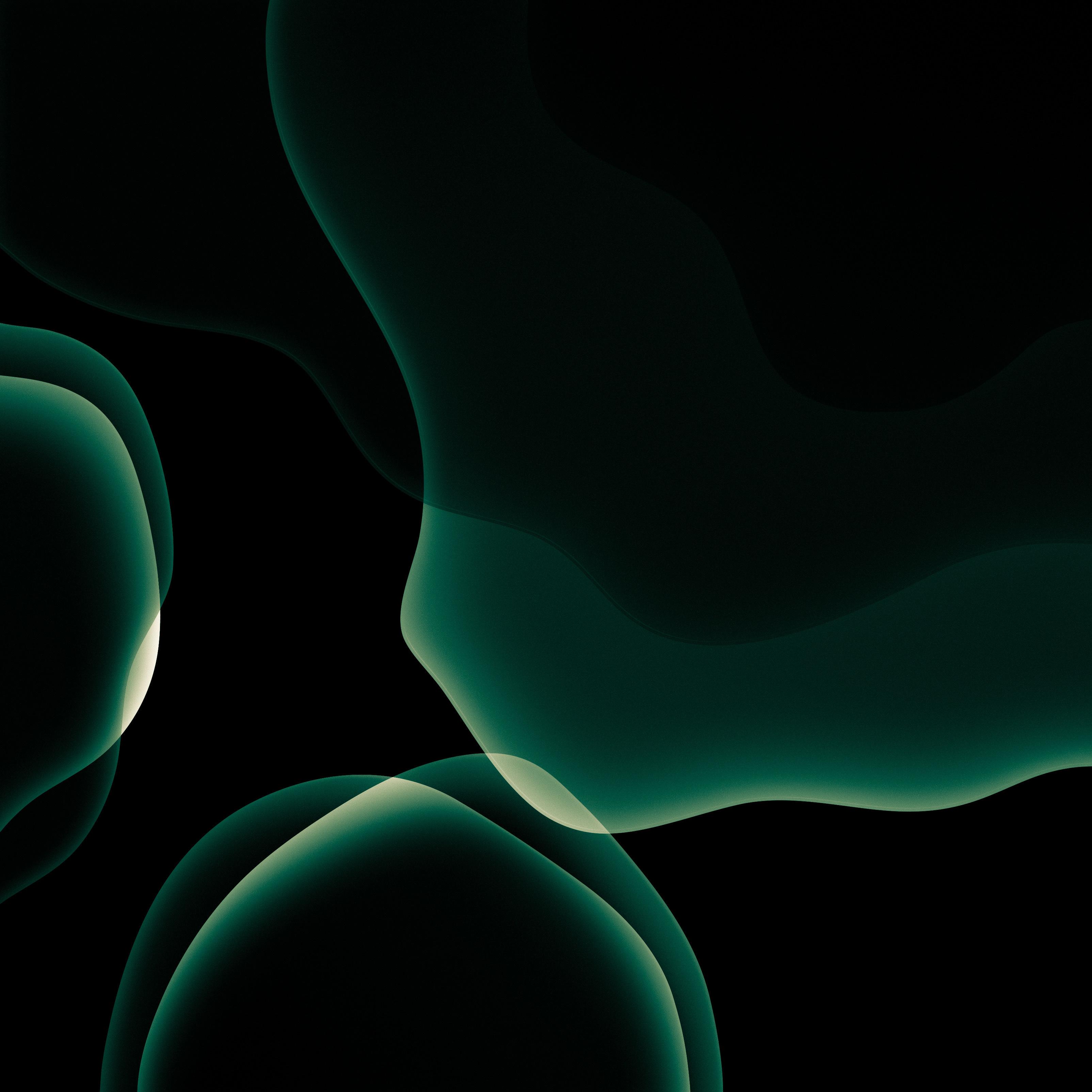 3208x3208 iOS 13 Wallpaper 4K, Dark green, Stock, iPadOS