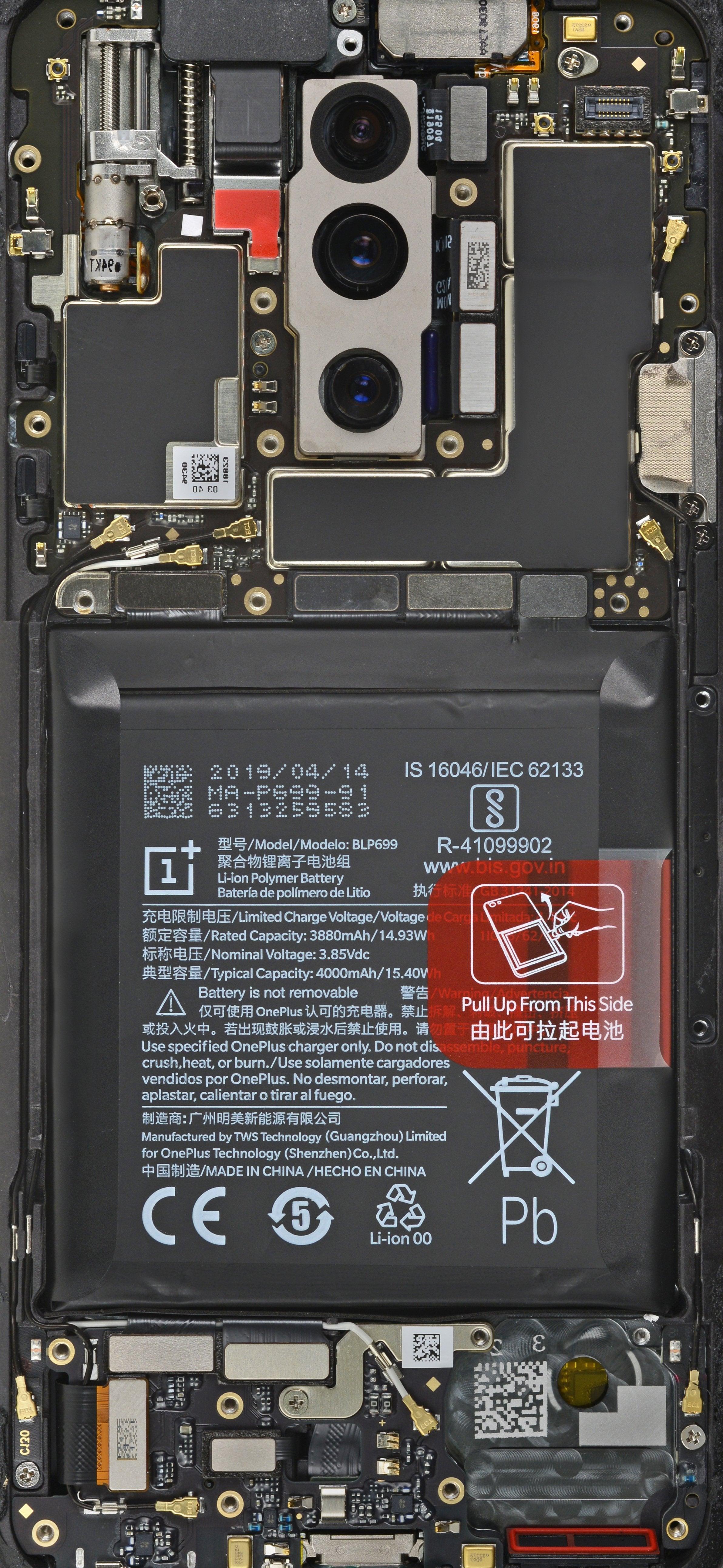 2384x5165 OnePlus 7 Pro Teardown Wallpaper from iFixit