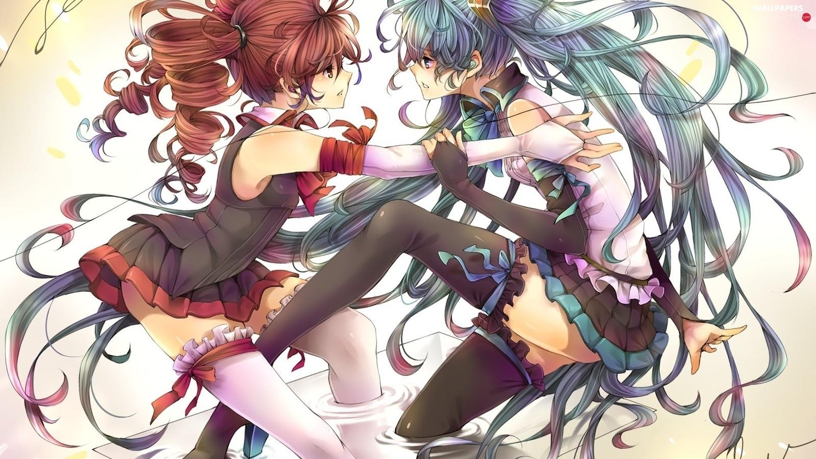 1600x900 Hatsune Miku, Kasane Teto HD Wallpaper: 1600x900