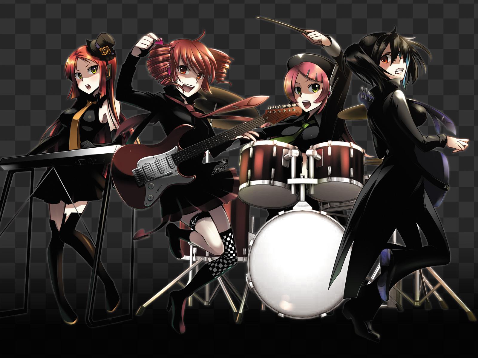 1600x1200 caffein utau kasane teto momone momo namine ritsu yokune ruko garter guitar thighhighs trap wallpaper