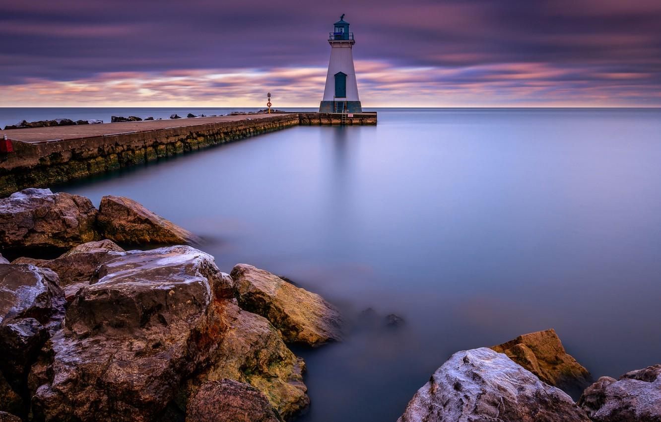 1332x850 Wallpaper the city, lake, lighthouse, morning, excerpt, Canada, Ontario, province, Port Dalhousie, St. Catharines image for desktop, section пейзажи