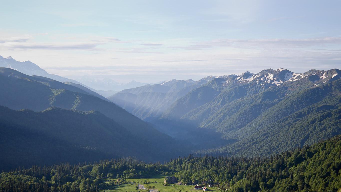 1366x768 wallpaper for desktop, laptop. peaceful mountain town house sunny sky nature