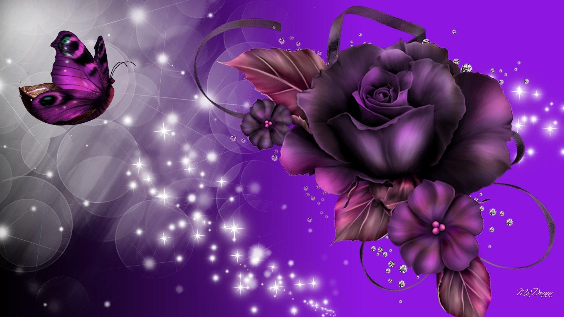 1920x1080 Rose And Butterfly Wallpaper