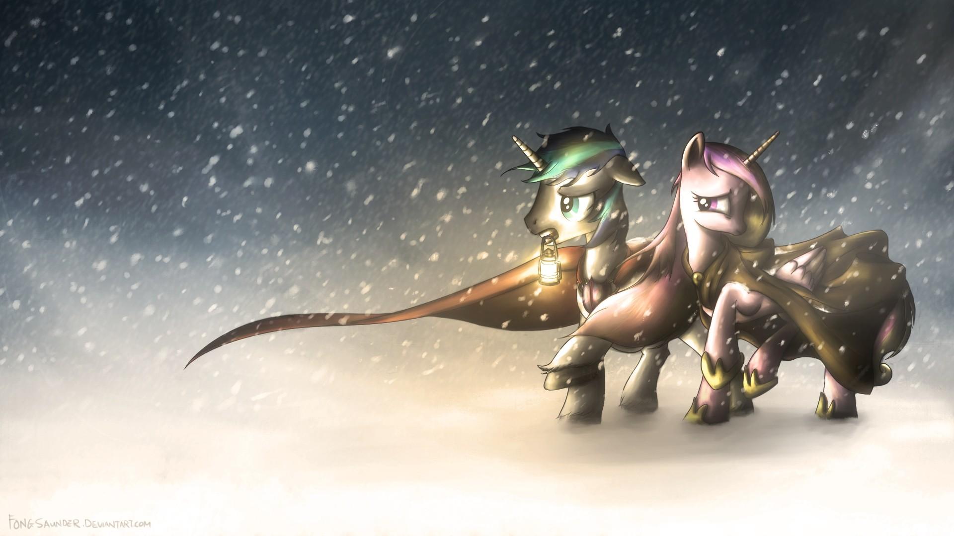 1920x1080 Winter Snow Princess Cadance Shining Armor Wallpaper:1920x1080
