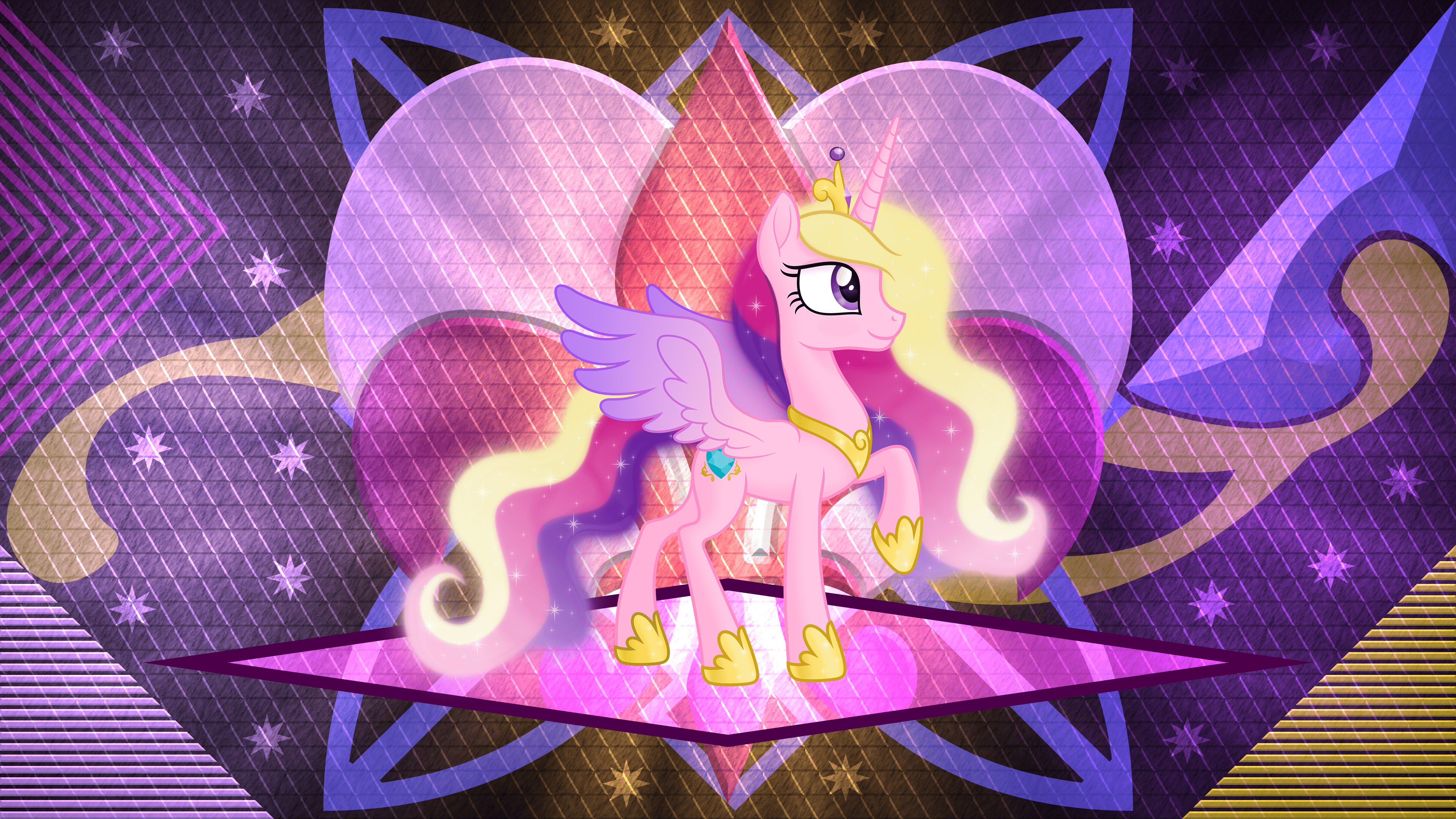3840x2160 safe, artist:laszlvfx, artist:negatif derpibooru import, edit, princess cadance, pony, image, png, raised hoof, solo, wallpaper, wallpaper edit