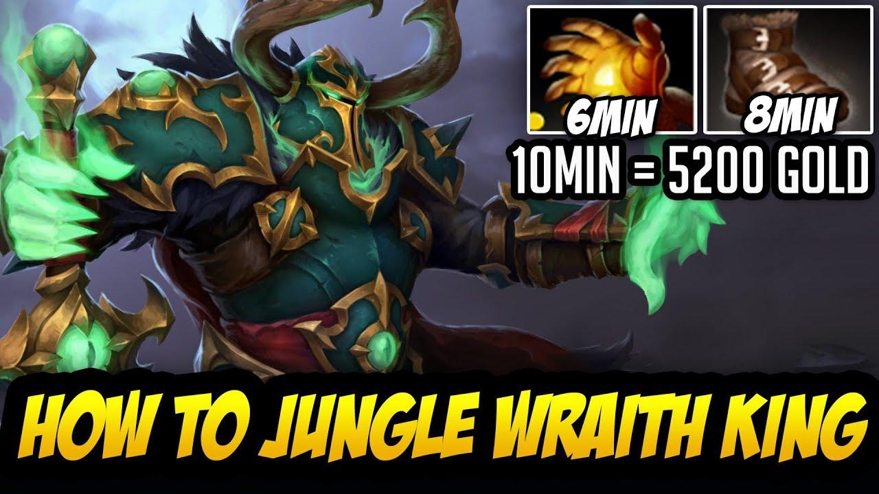 1280x720 Dota 2 7.11 How to Jungle [Wraith King] in Real GameMin Midas Power Treads, 10Min=5200Gold