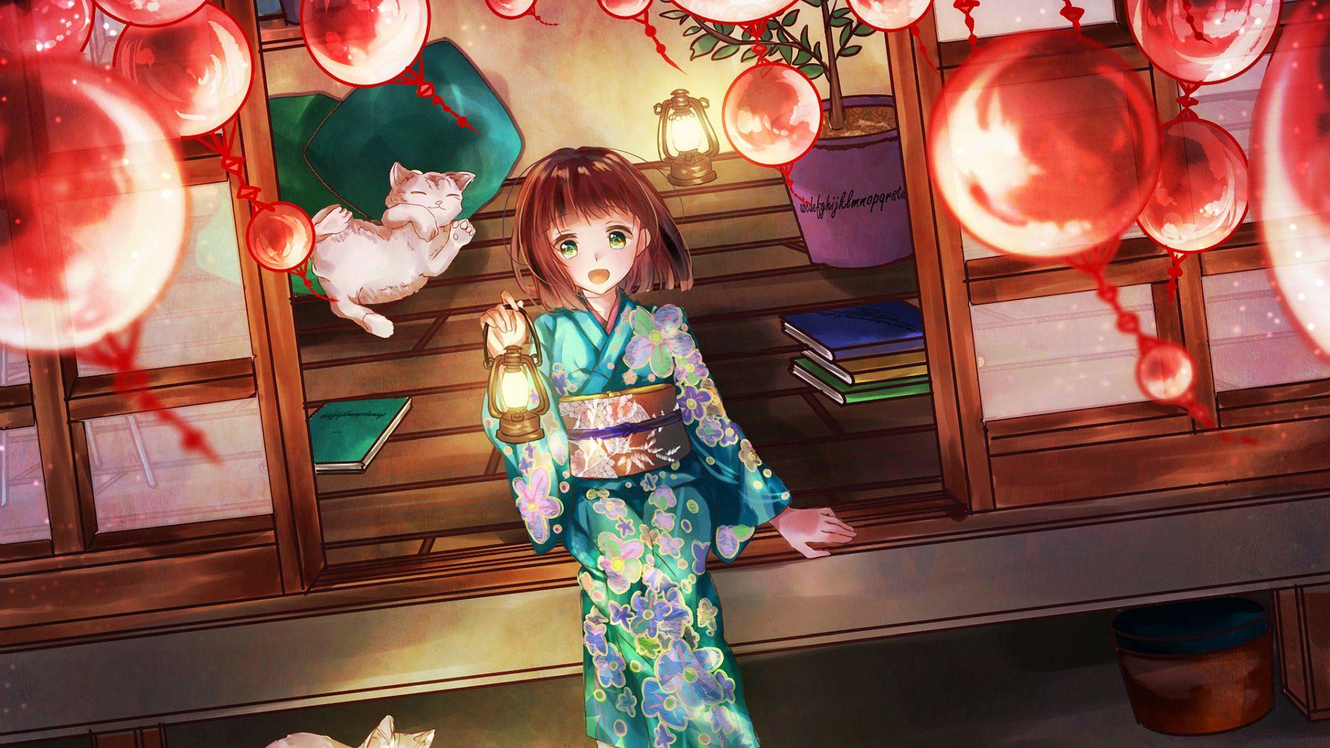 1920x1080 Festival, decorations, cute, anime girl wallpaper, HD image, picture, background, 68a4b4