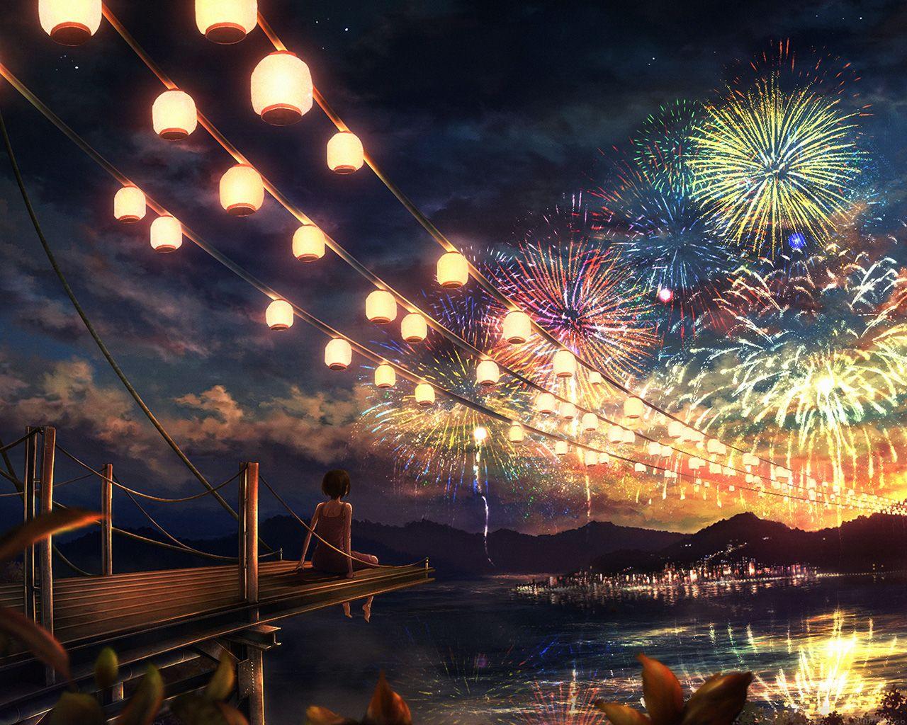 1280x1024 Anime Festival Wallpaper