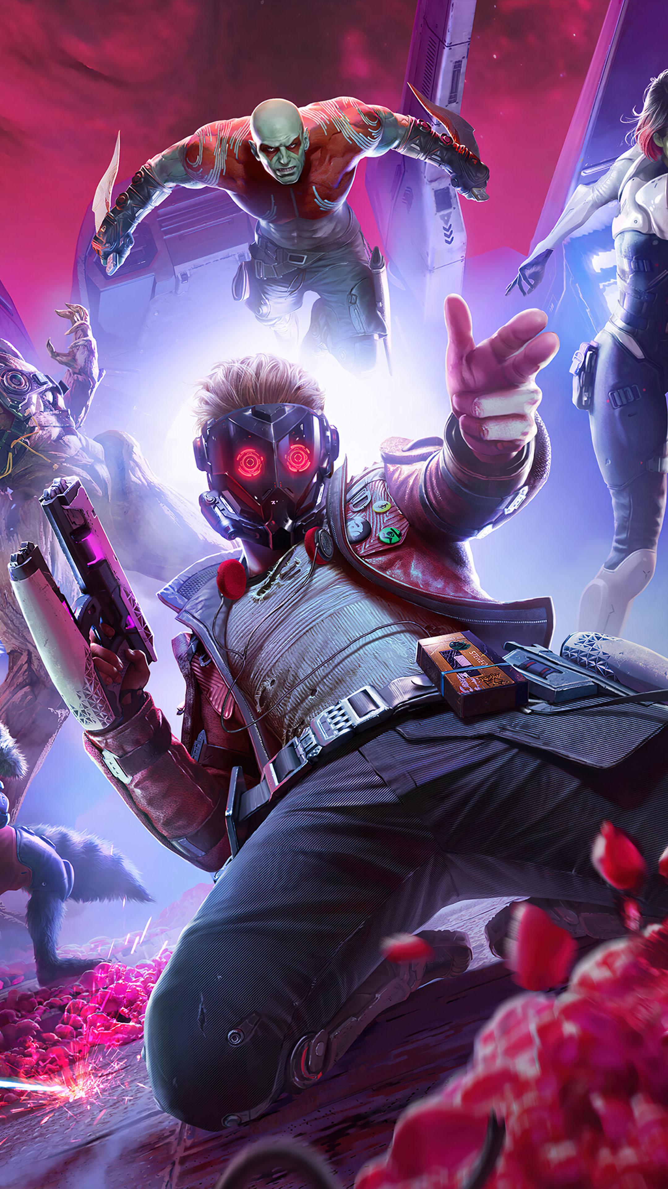 2160x3840 Marvel's Guardians of The Galaxy Game Poster 4K Ultra HD Mobile Wallpaper