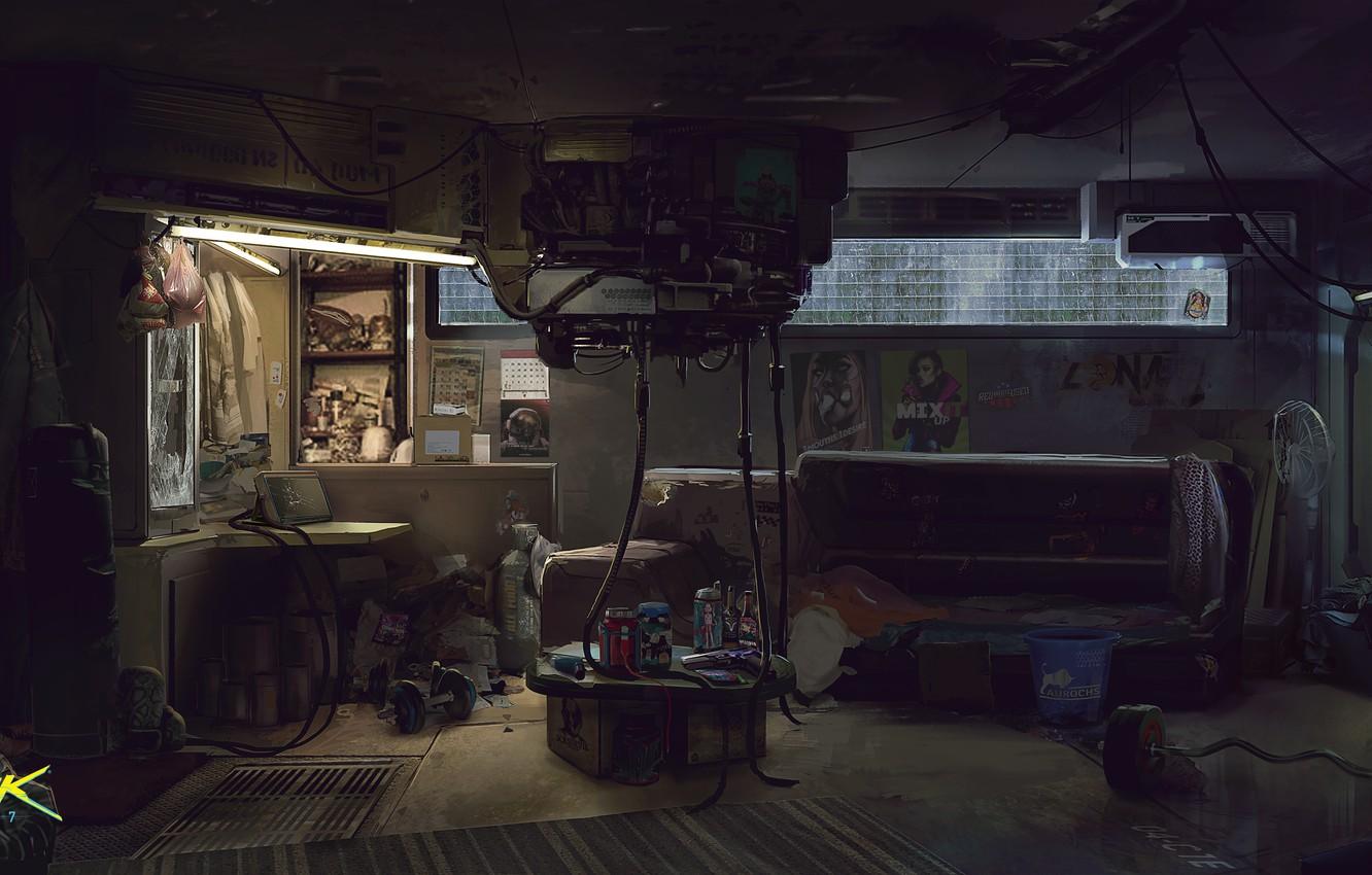 Cyberpunk Room 3D Wallpaper by shanevmm