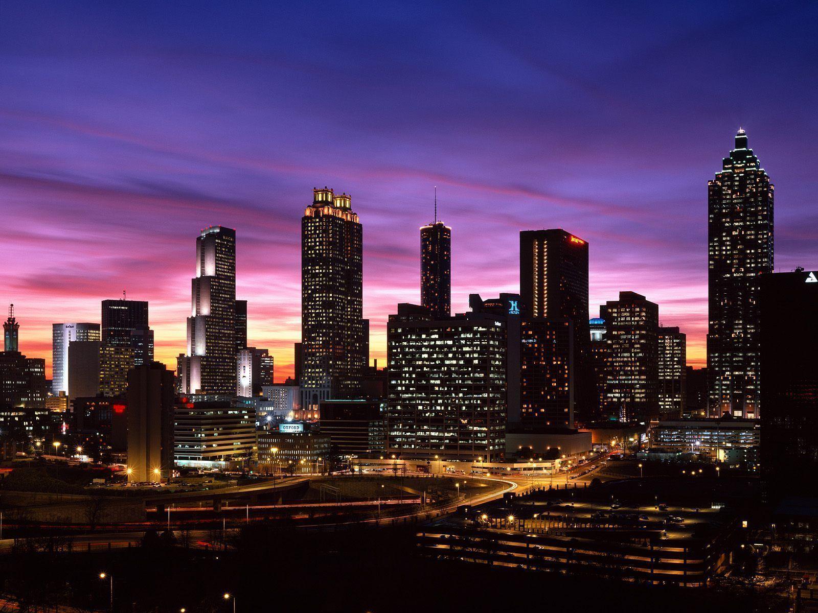 Atlanta skyscrapers Westin Peachtree Plaza Hotel evening sunset modern  buildings HD wallpaper  Peakpx