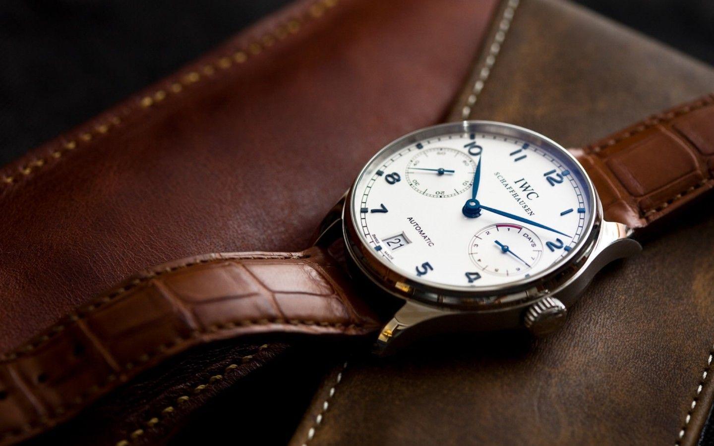 1440x900 Download 1440x900 Iwc, Wrist Watch, Leather Wallpaper for MacBook