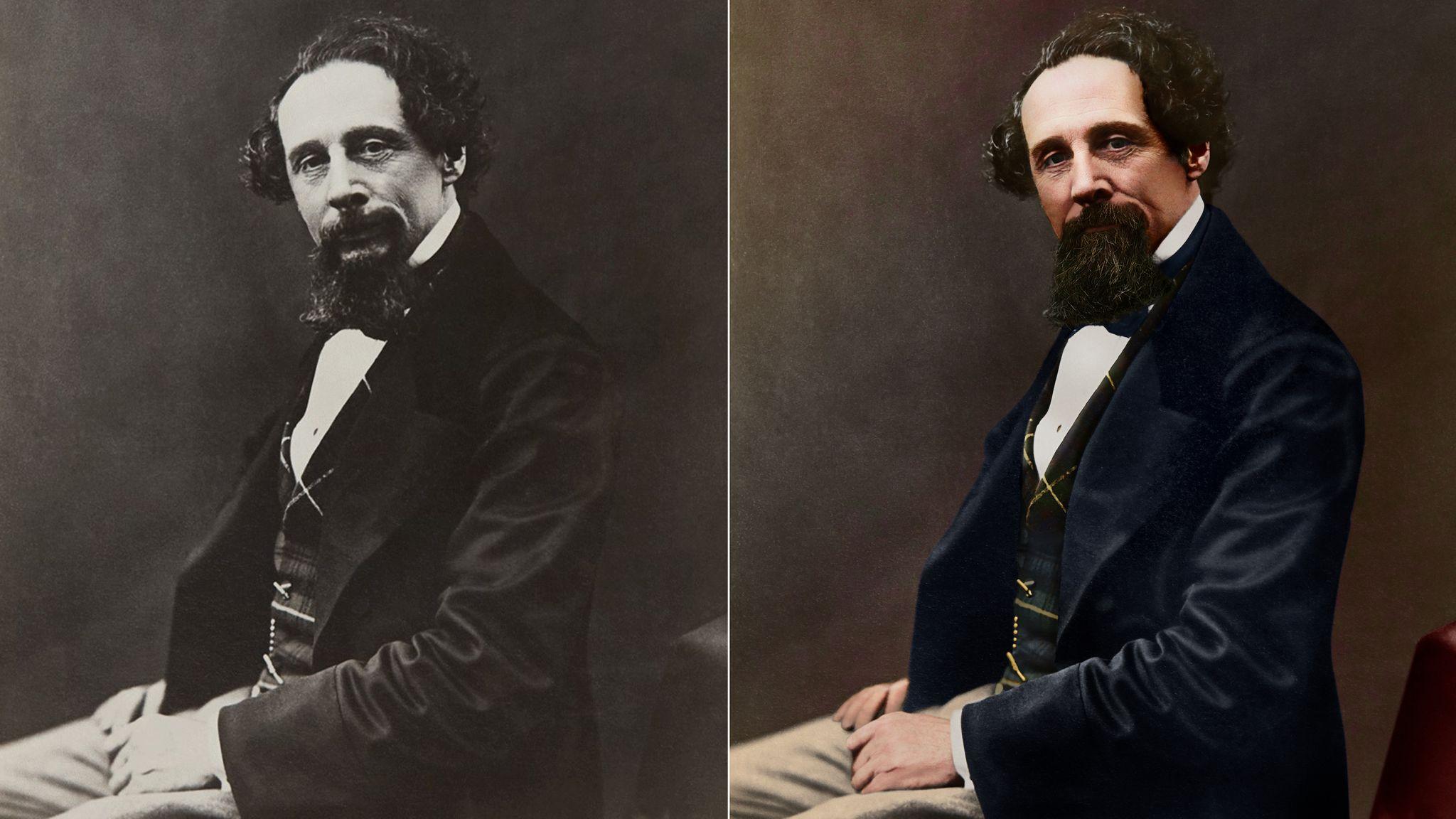 2048x1152 Charles Dickens: Black And White Image Colourised For New Project