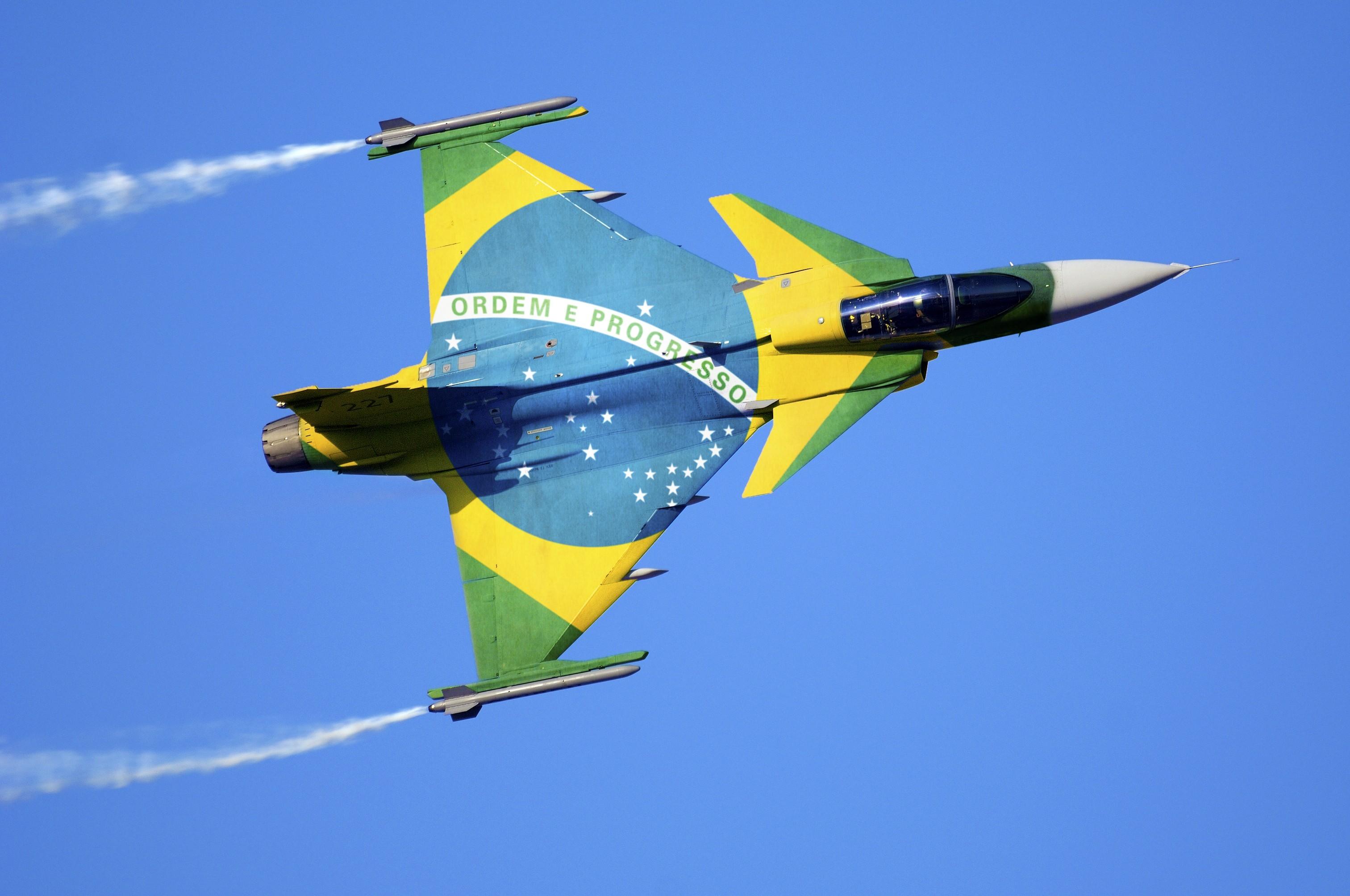 3024x2008 Saab JAS 39 Gripen Jet Fighter Aircraft Warplane Flag Of Brazil Wallpaper:3024x2008