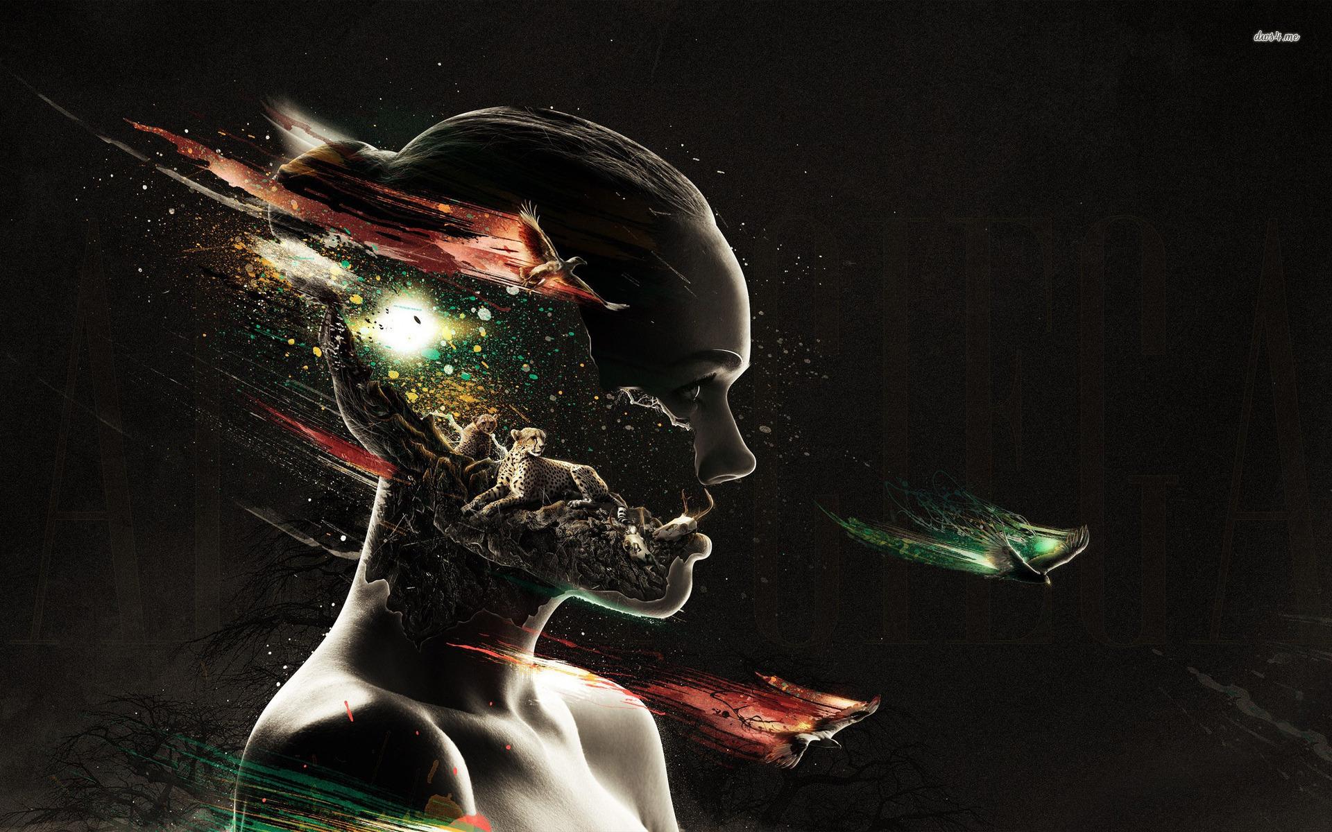 1920x1200 16180 Woman Being One With Nature 1920x1200 Digital Art Wallpaper