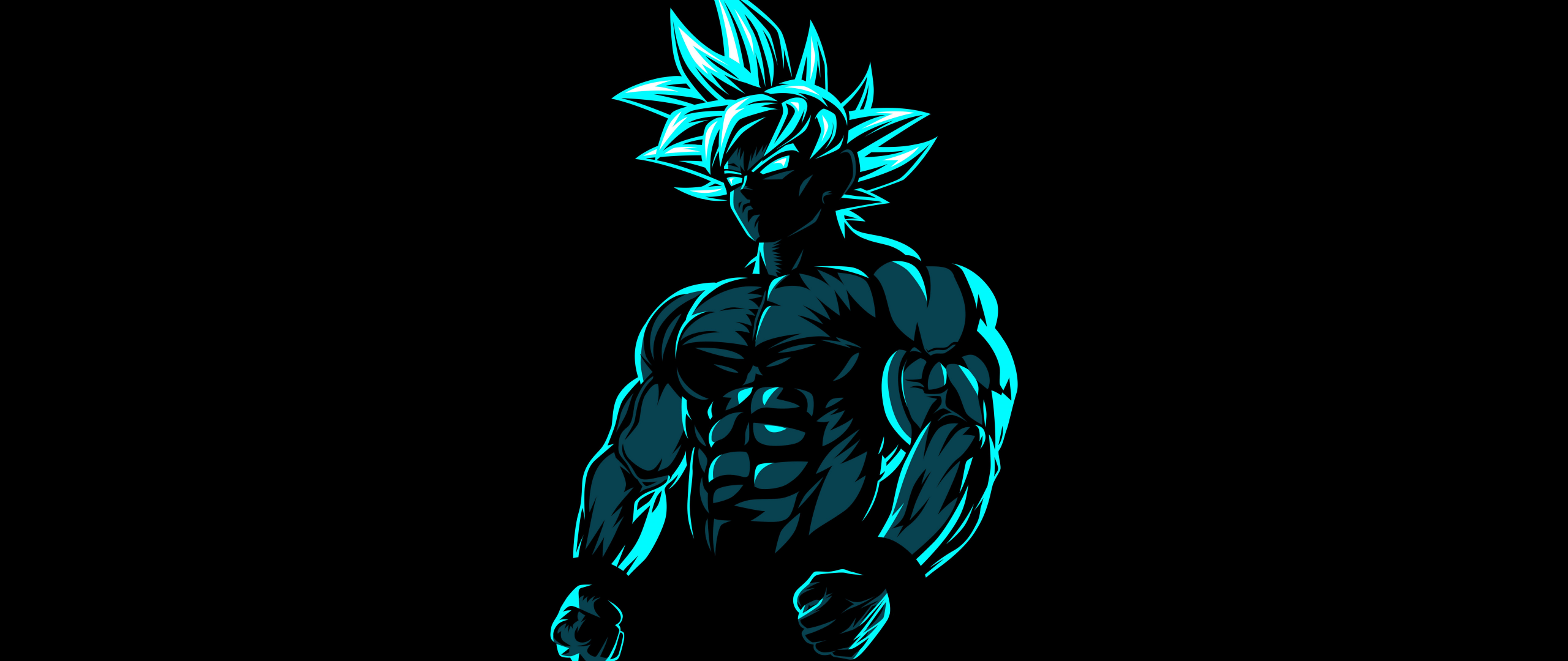 2560x1080 Goku Wallpaper 4K, Beast Mode, AMOLED, Black Background, Minimal, Black Dark