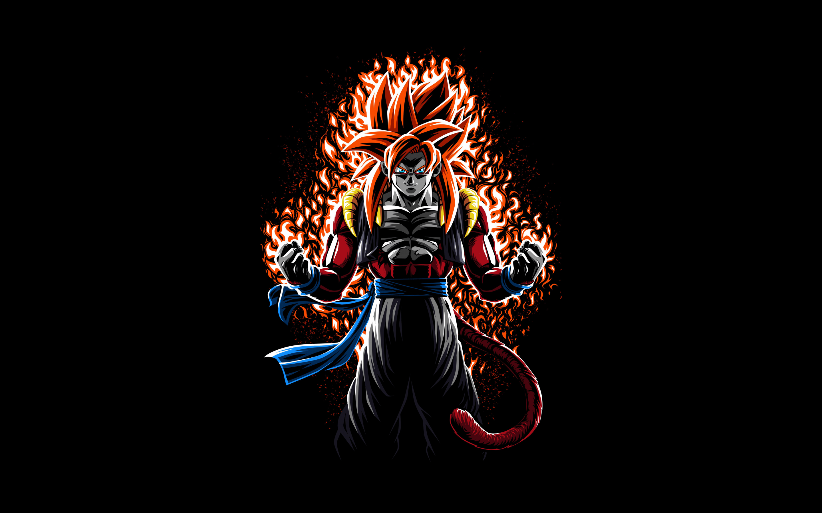 2880x1800 Goku Wallpaper 4K, Super Saiyan 4 Fusion, SSJ4 Fusion, AMOLED, Anime