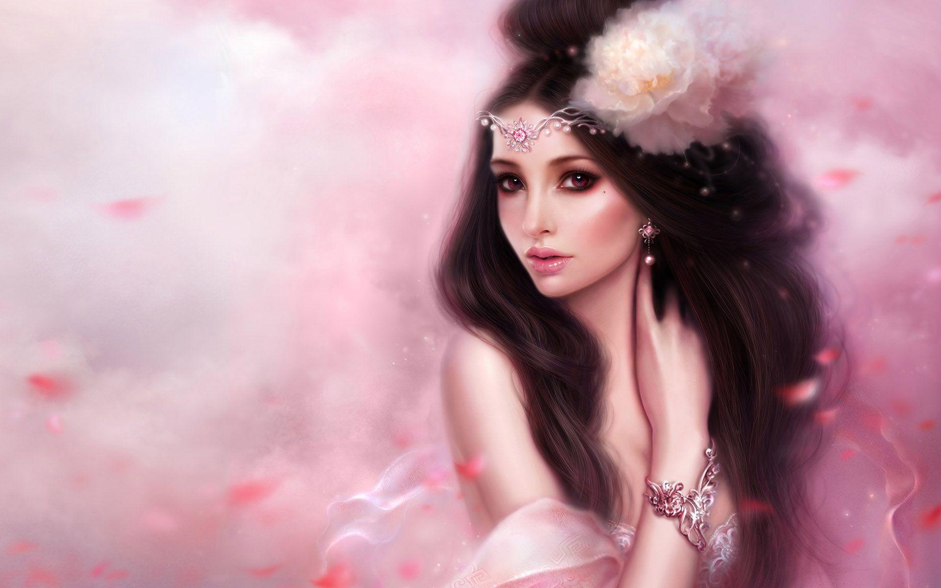 1920x1200 Beauty Fantasy Girl Pink Wallpaper