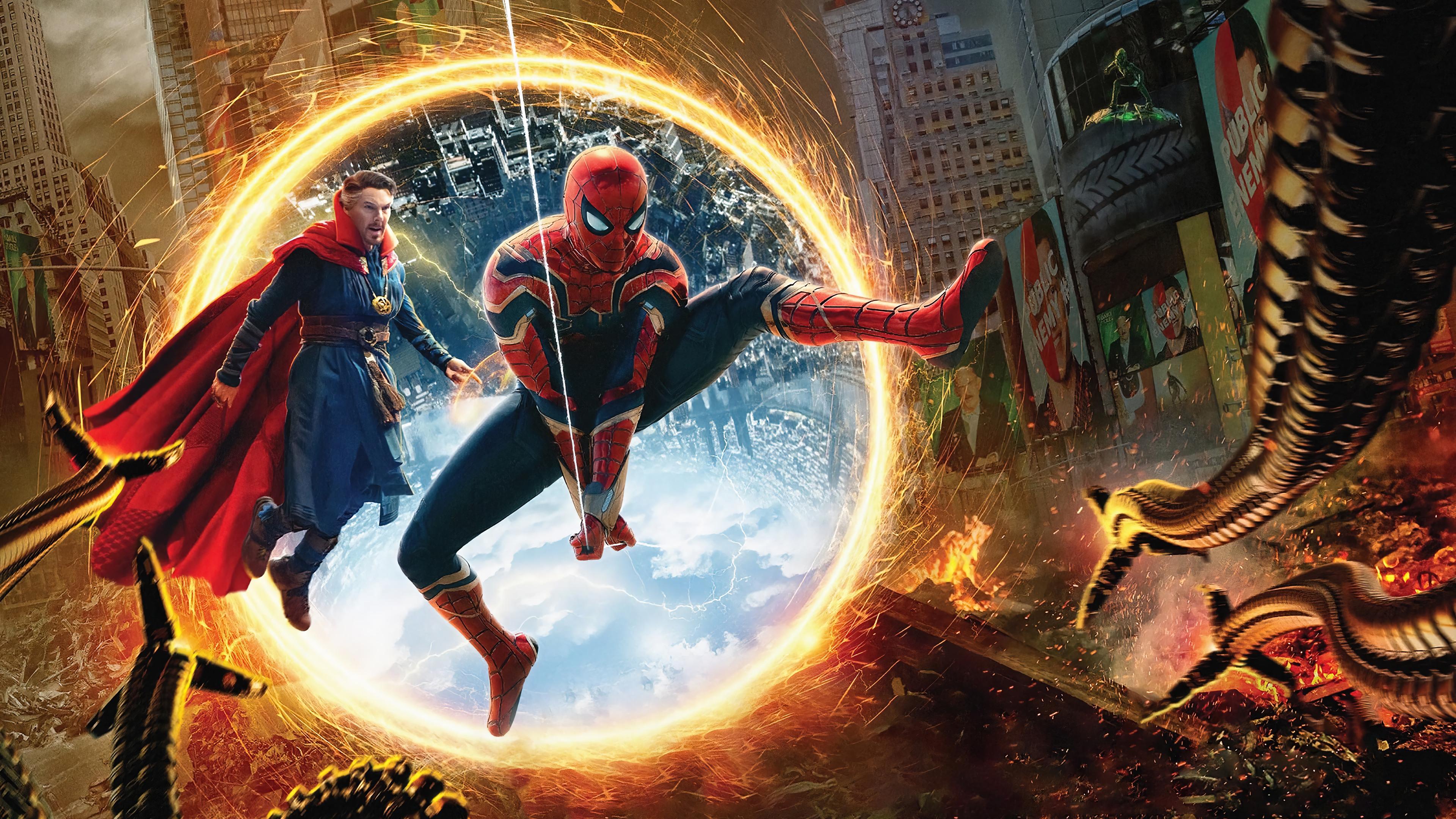 3840x2160 Doctor Strange and Spider Man through portal Wallpaper 4k Ultra HD
