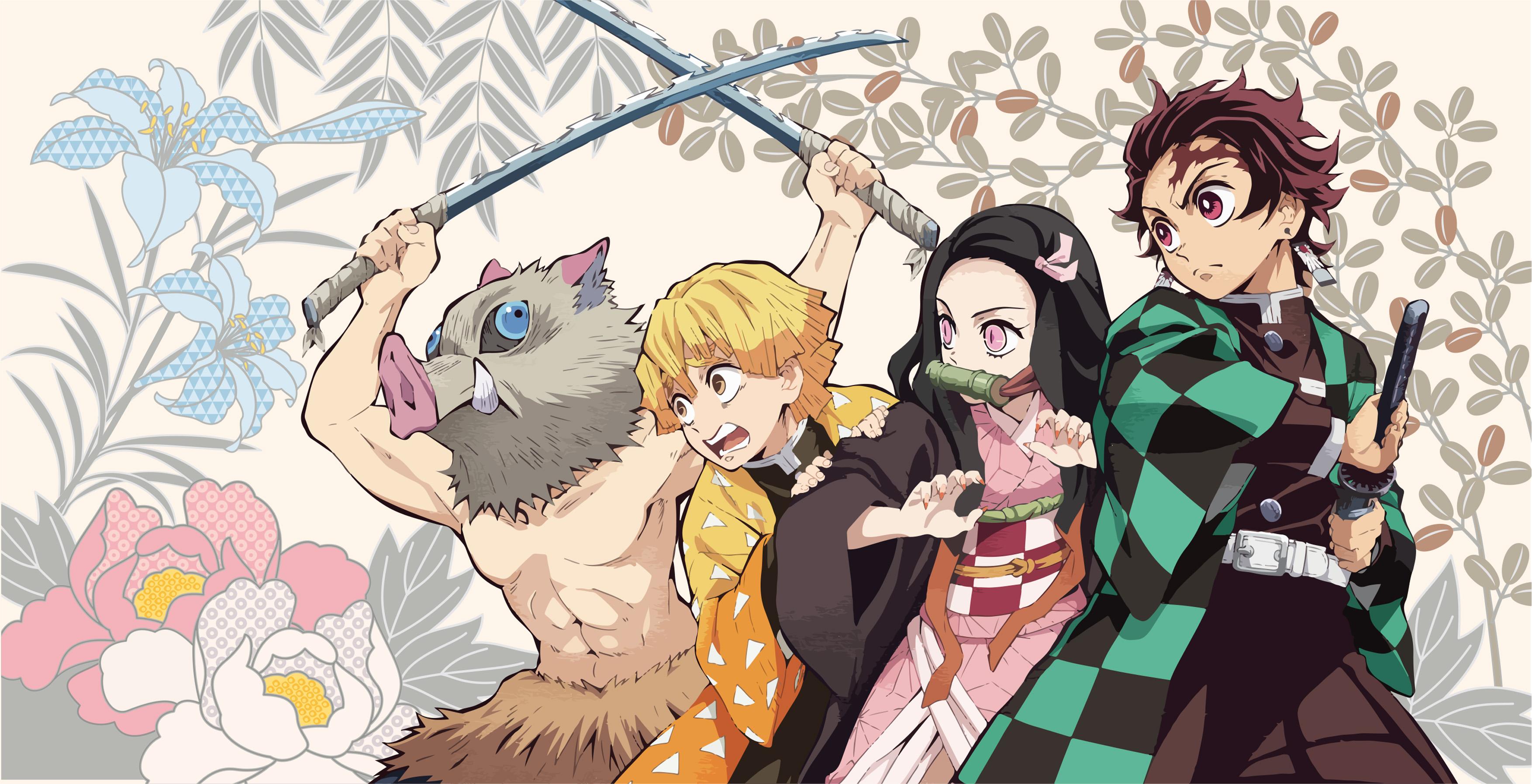 Tanjiro Inosuke Y Zenitsu De Kimetsu Stock Illustration 2053441322