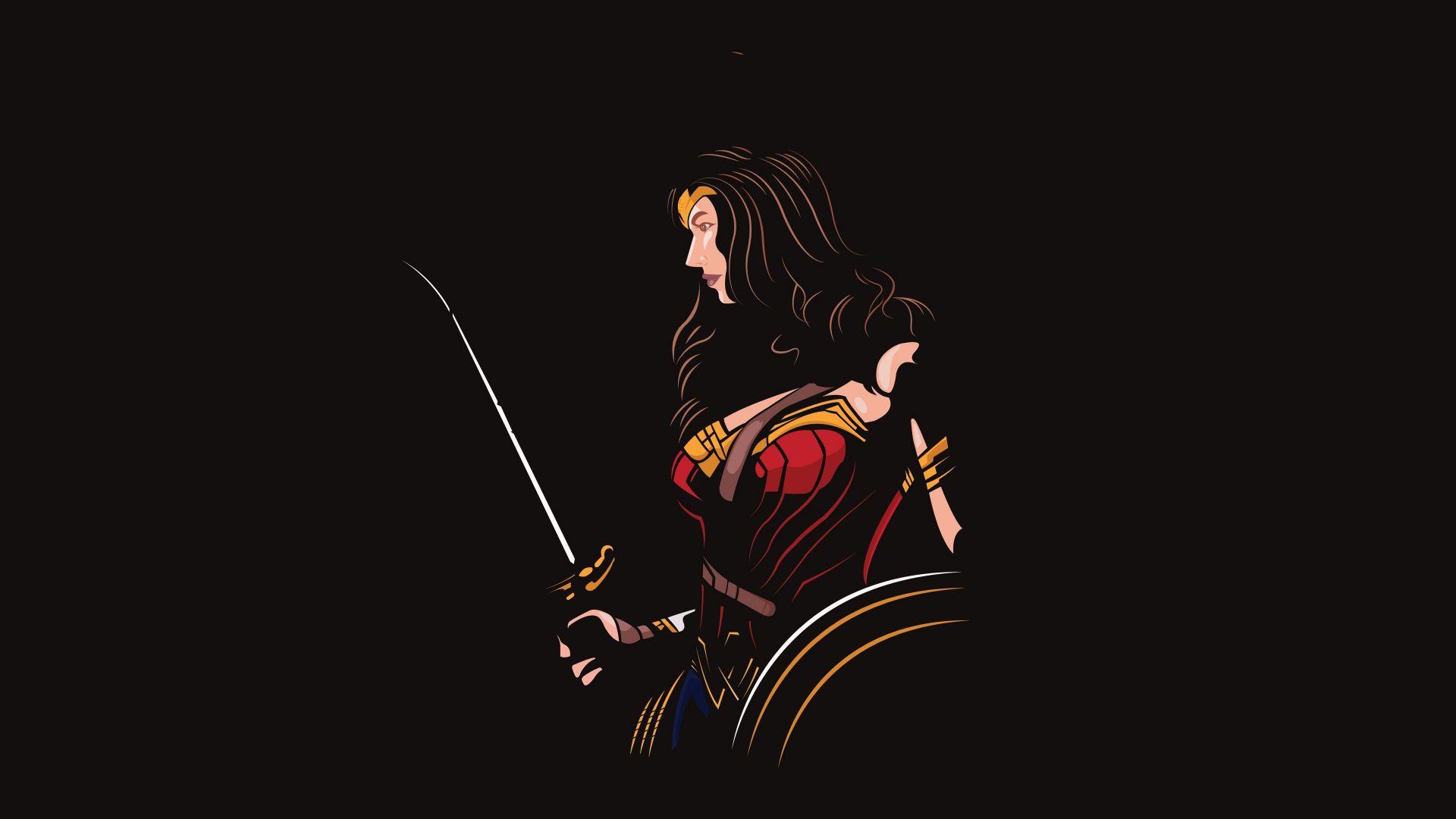 1920x1080 Wonder woman, minimal, artwork wallpaper, HD image, picture, background, 79ed8c