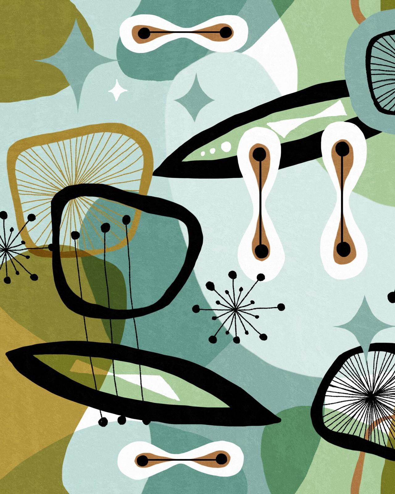 1280x1600 CENTURY ELEMENTS Green Wallpaper (MID CENTURY MODERN) Wallpaper Compendium Collection