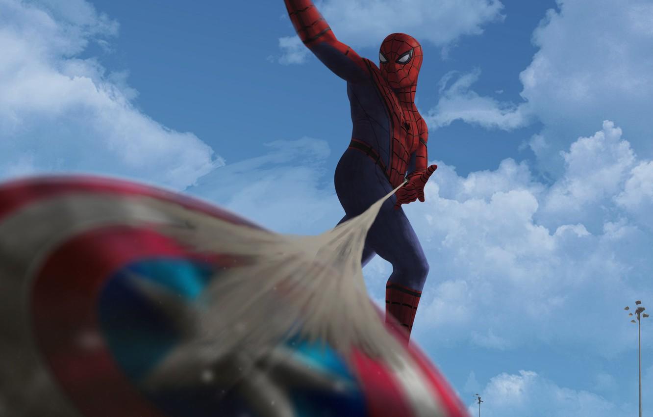 1332x850 Wallpaper Art, The film, Captain America, Spider Man, Captain America: Civil War, The first avenger: the Confrontation image for desktop, section фильмы